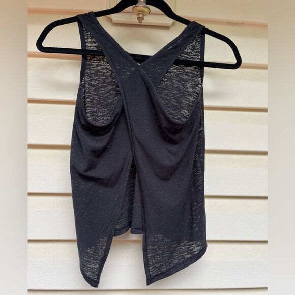 Alo Yoga black thin overlapping back flaps, sheer, size Small. - Picture 2 of 5